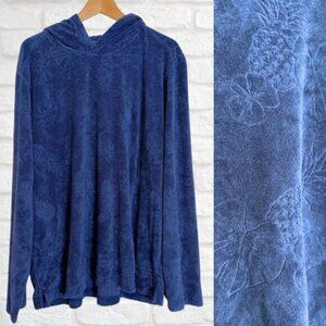 NWT Tommy Bahama Navy Blue Terry Cloth Men's Hoodie XL Pineapple Hawaiian Print